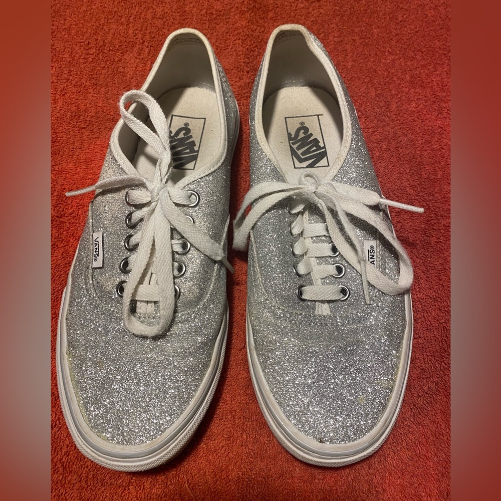 Vans silver sparkle shoes! Size 8.5 CUTE!